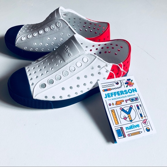 native red white and blue shoes